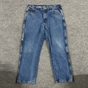 Red Kap Carpenter Jeans Mens Size 38x36 Blue Denim Relaxed Fit Workwear Utility